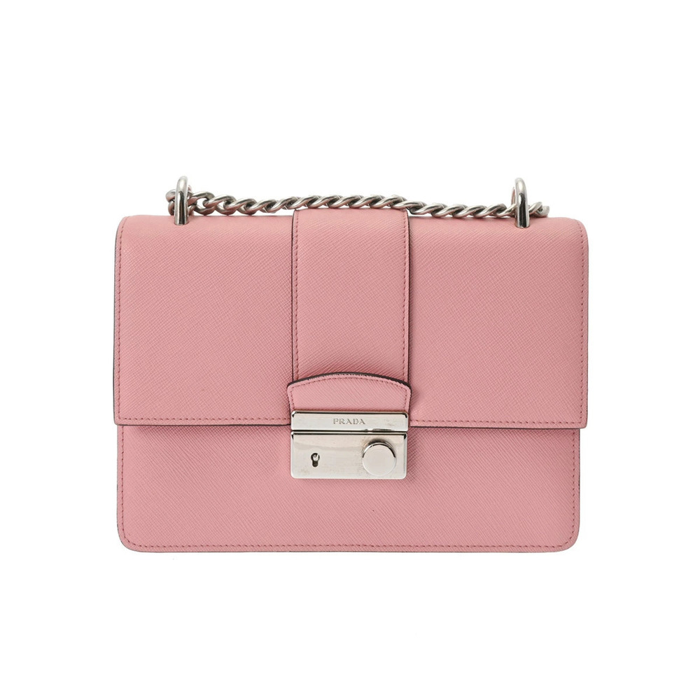 PRADA Chain Shoulder Bag Pink Leather